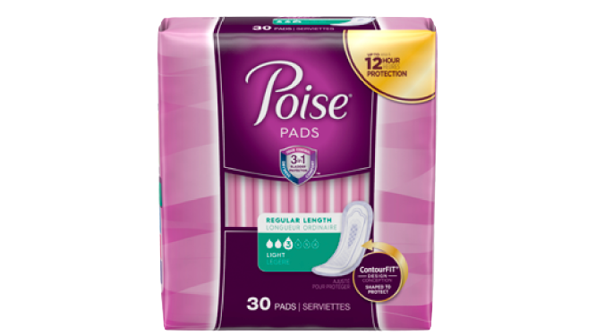 Poise Pads Regular Length 30 Pads
