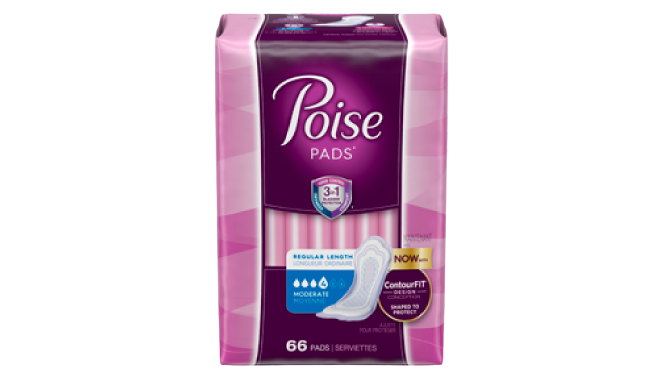 Poise Pads Regular Length 66 Pads