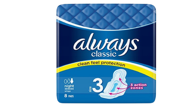 Always Classic Clean Feel Protection Night Wings
8Pads