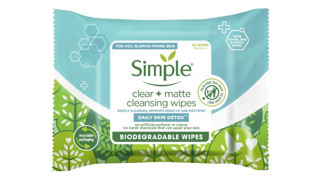Simple Clear+Matte Cleansing Wipes